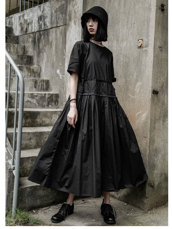 Original Goth Ruffled Hemline Midi Dress