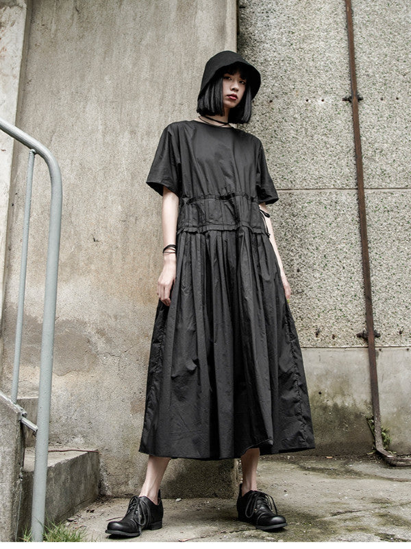 Original Goth Ruffled Hemline Midi Dress