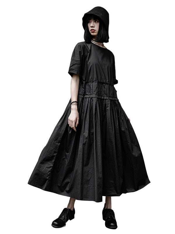 Original Goth Ruffled Hemline Midi Dress