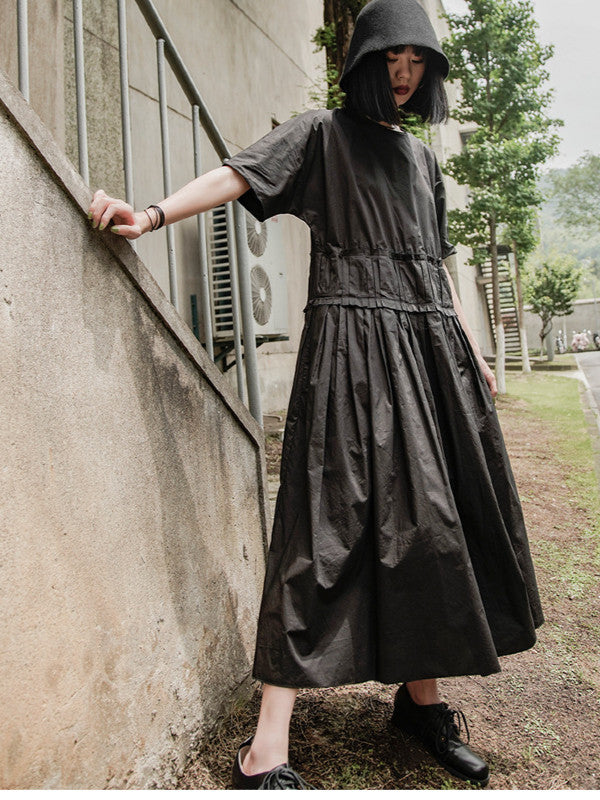 Original Goth Ruffled Hemline Midi Dress