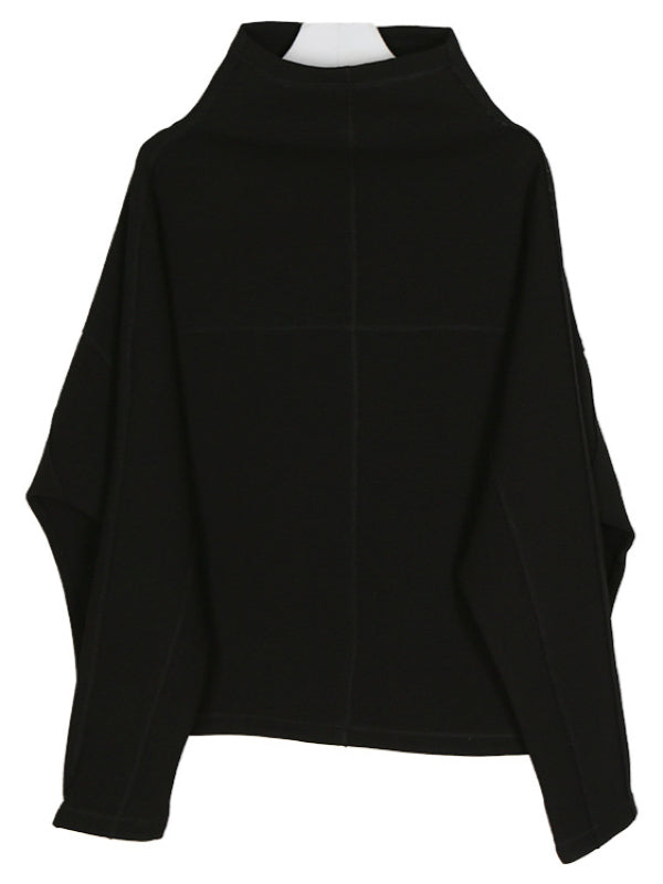 Original Solid High-neck Batwing Sleeves Sweatshirt