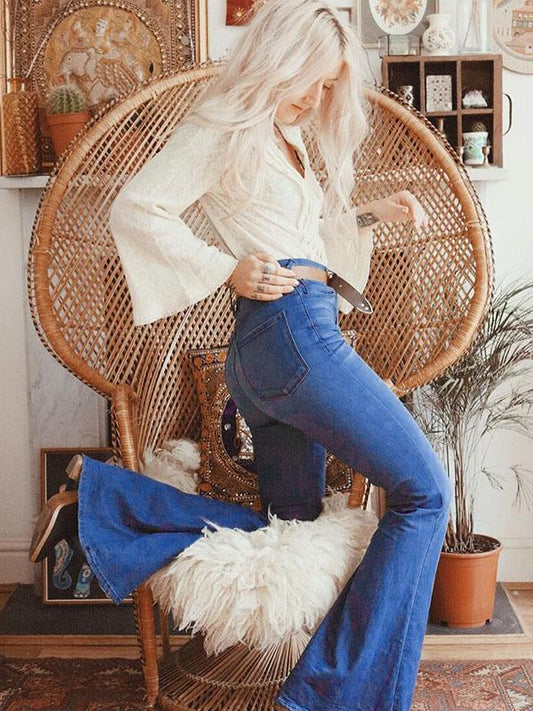 Retro Slim Fit Jean Bell-bottom Pants