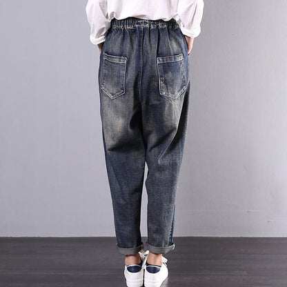 Oblique Patchwork Frog Casual Wild Jeans