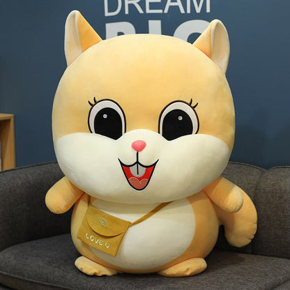 Online celebrity vibrato with soft douding backpack squirrel doll plush toy Hamster pillow girls creative gifts