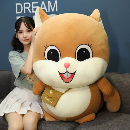 Online celebrity vibrato with soft douding backpack squirrel doll plush toy Hamster pillow girls creative gifts