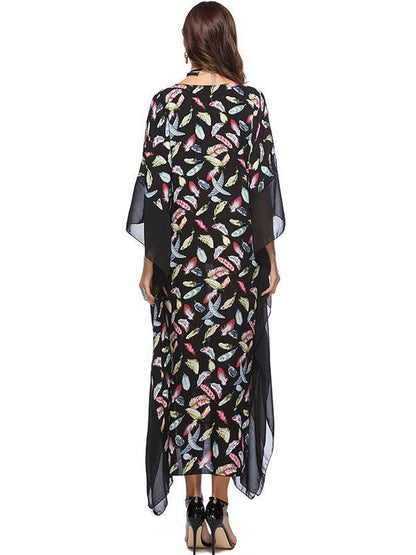 Floral Printed V-neck Maxi Kaftans