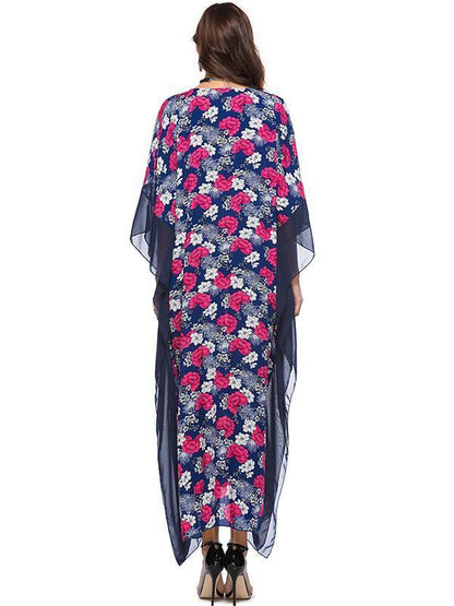 Floral Printed V-neck Maxi Kaftans