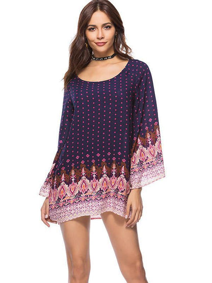 Floral Printed Solit-joint Mini Dress