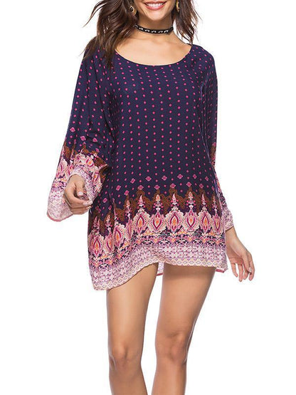 Floral Printed Solit-joint Mini Dress