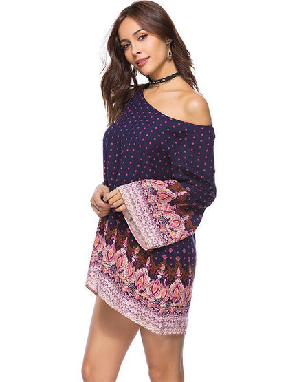 Floral Printed Solit-joint Mini Dress