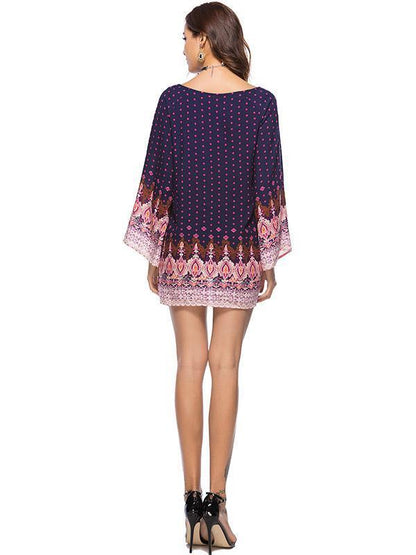 Floral Printed Solit-joint Mini Dress