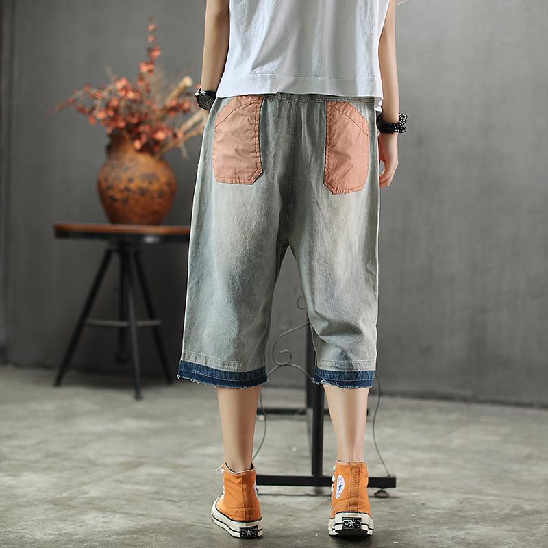 Patch Designs Embroidery Vintage Loose Harem Jeans