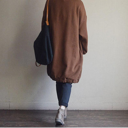 Patchwork Autumn Print Cotton Fleece Dress