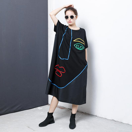 Patchwork Casual Loose Comfortable Midi Dress