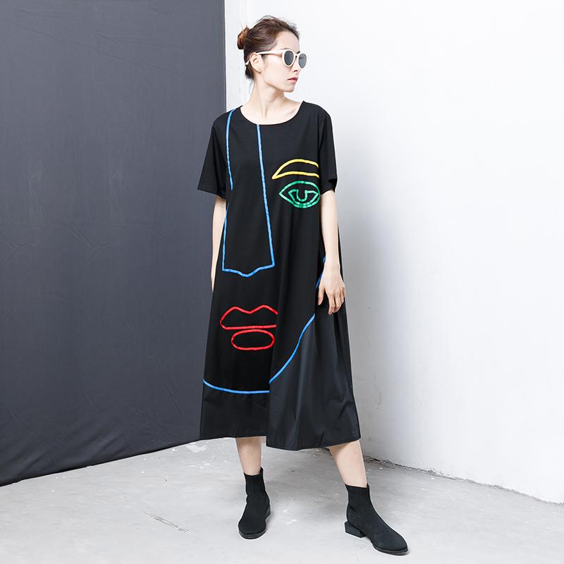 Patchwork Casual Loose Comfortable Midi Dress