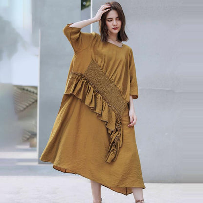Patchwork Casual Square Collar Loose Dress