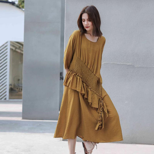 Patchwork Casual Square Collar Loose Dress