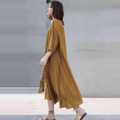 Patchwork Casual Square Collar Loose Dress