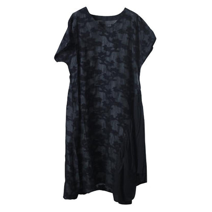 Patchwork Short Sleeve Embroidery Loose Dress