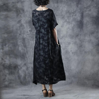 Patchwork Short Sleeve Embroidery Loose Dress