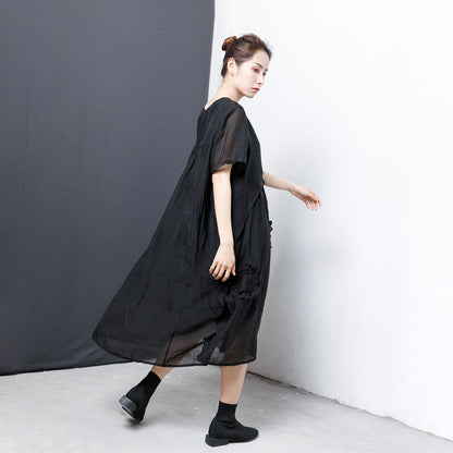 Patchwork Solid Color Irregular Midi Dress