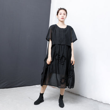 Patchwork Solid Color Irregular Midi Dress