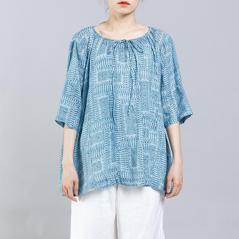 Pattern Printed Drawstring Soft Comfortable T-Shirt