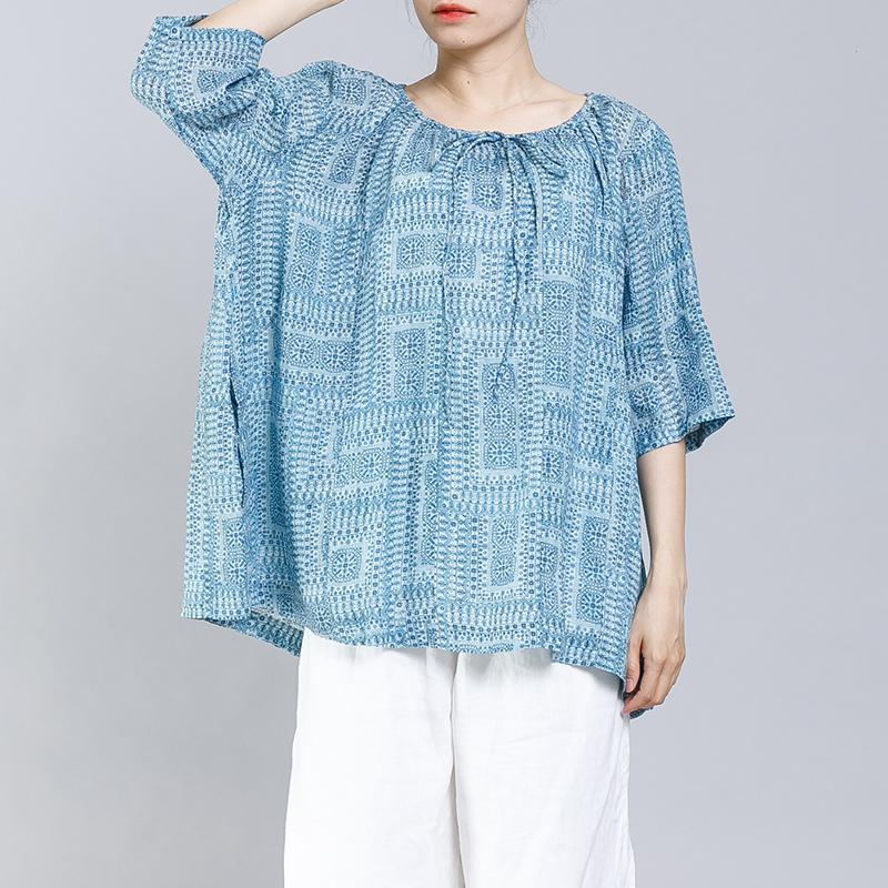 Pattern Printed Drawstring Soft Comfortable T-Shirt