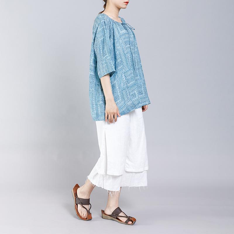 Pattern Printed Drawstring Soft Comfortable T-Shirt