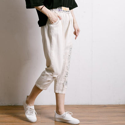 Personality Burr Casual Frayed Elastic Waist Jeans