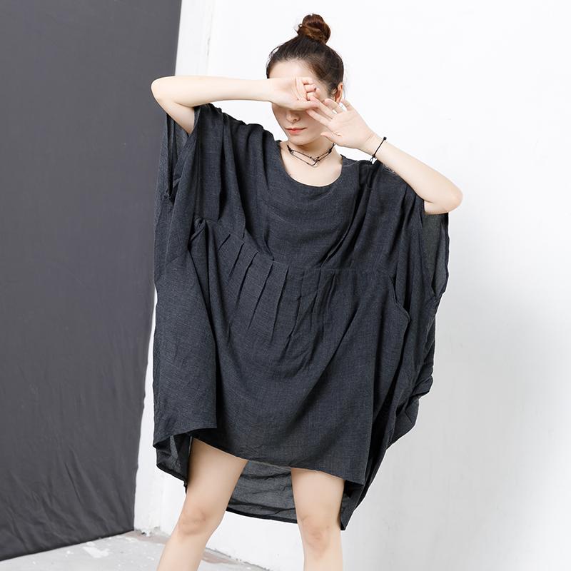 Personality Cloak Sleeve Pure Color Dress