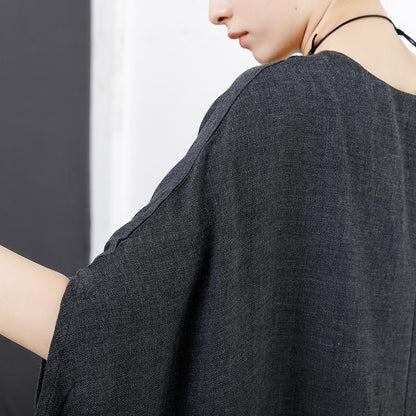 Personality Cloak Sleeve Pure Color Dress