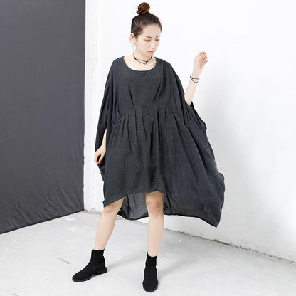 Personality Cloak Sleeve Pure Color Dress
