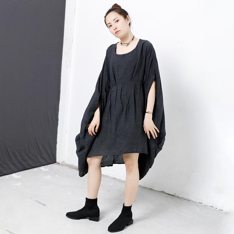 Personality Cloak Sleeve Pure Color Dress