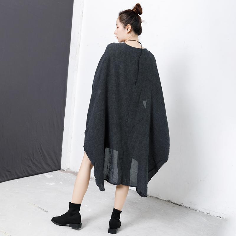 Personality Cloak Sleeve Pure Color Dress