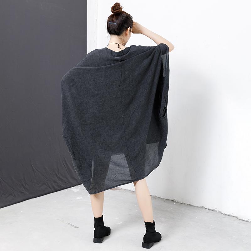 Personality Cloak Sleeve Pure Color Dress