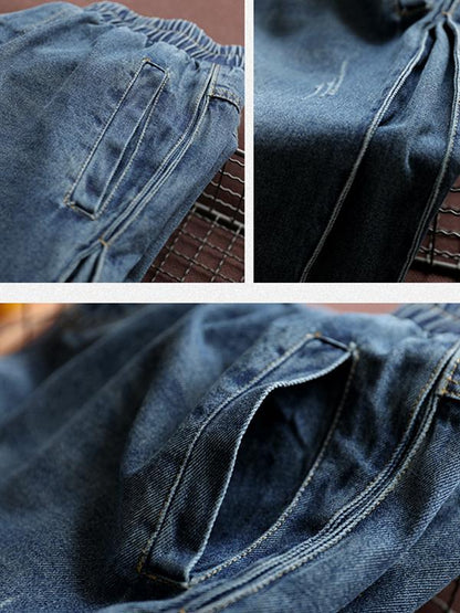 Personality Side Line Frayed Casual Jeans