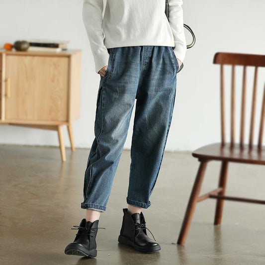 Personality Side Line Frayed Casual Jeans