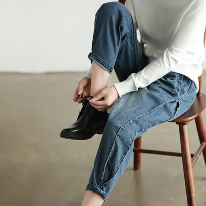 Personality Side Line Frayed Casual Jeans