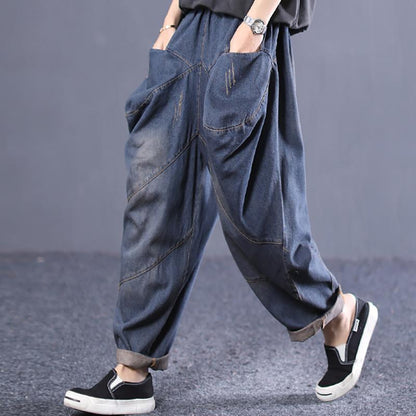 Personalized Big Pocket Loose Harem Jeans