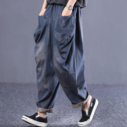 Personalized Big Pocket Loose Harem Jeans