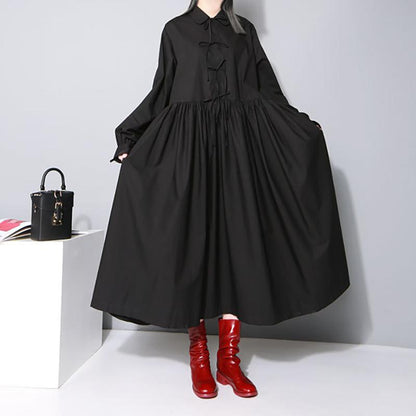 Peter Pan Collar Solid Color Loose Dress