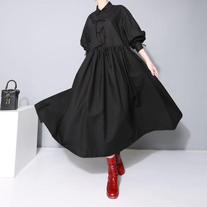 Peter Pan Collar Solid Color Loose Dress