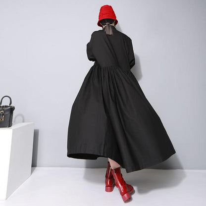 Peter Pan Collar Solid Color Loose Dress