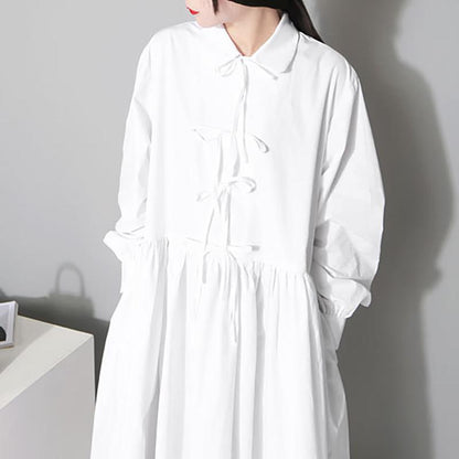 Peter Pan Collar Solid Color Loose Dress