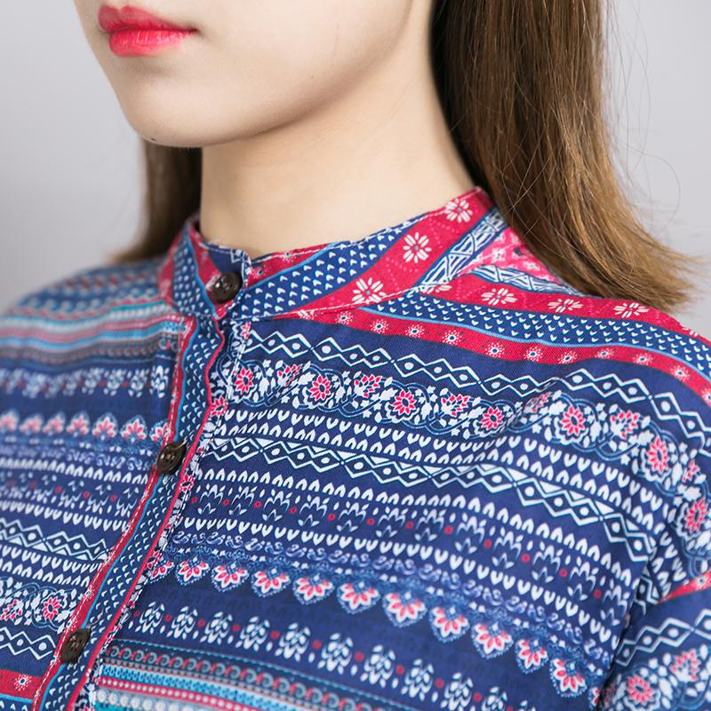 Placket Front Printed Split Casual Dress