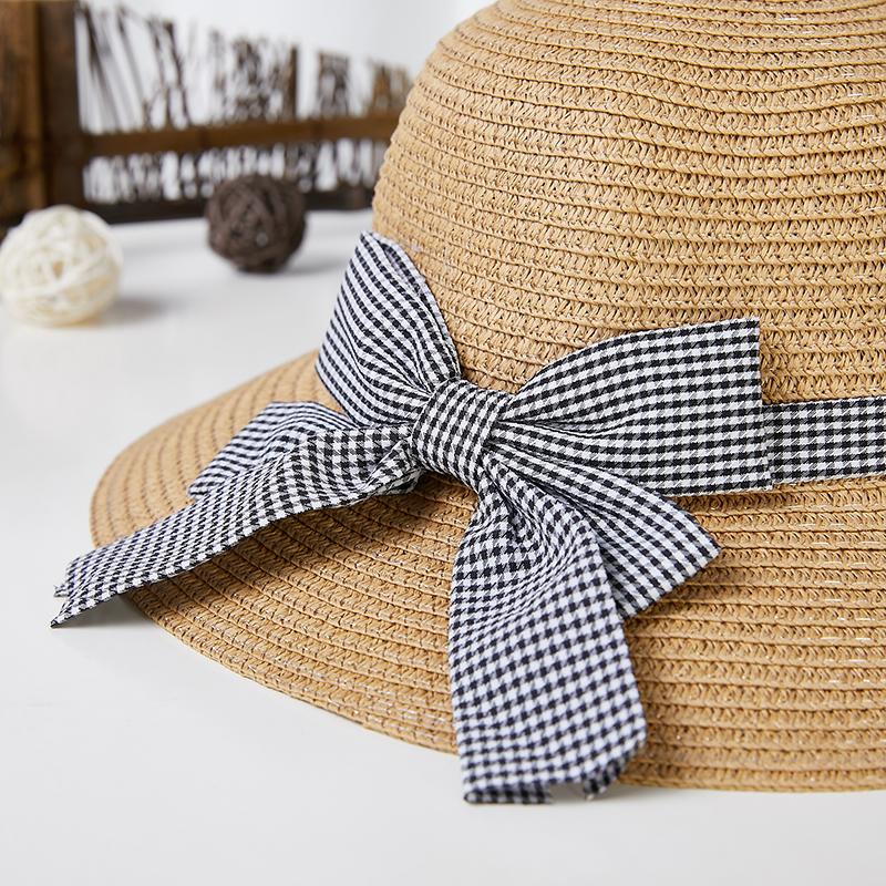 Plaid Bowknot Casual Vacation Beach Hat