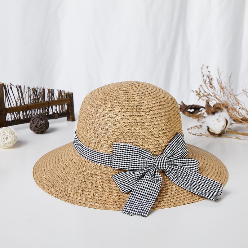 Plaid Bowknot Casual Vacation Beach Hat