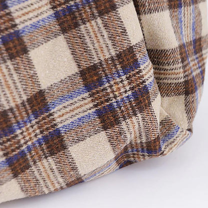 Plaid Canvas Large Shopping Shoulder Bag