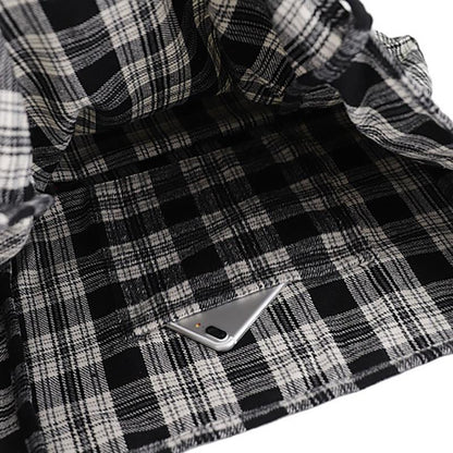 Plaid Canvas Large Shopping Shoulder Bag